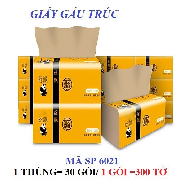 [1 Thùng 30 gói]Giấy ăn gấu trúc Sipiao chính hãng - Nguyên 1 thùng 30 gói loại đủ 300 tờ[6021 chữ đỏ] - Thùng 30 gói