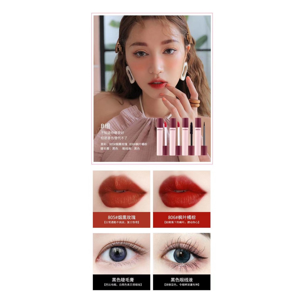 Set 4 món trang điểm Pro Light Beauty chính hãng Heng Fang siêu hot tiktok ( 2 son - 1 kẻ mắt - 1 mascara ) - Set A