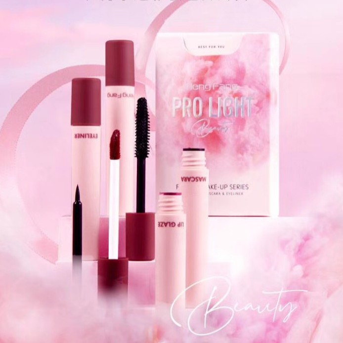Set 4 món trang điểm Pro Light Beauty chính hãng Heng Fang siêu hot tiktok ( 2 son - 1 kẻ mắt - 1 mascara ) - Set A