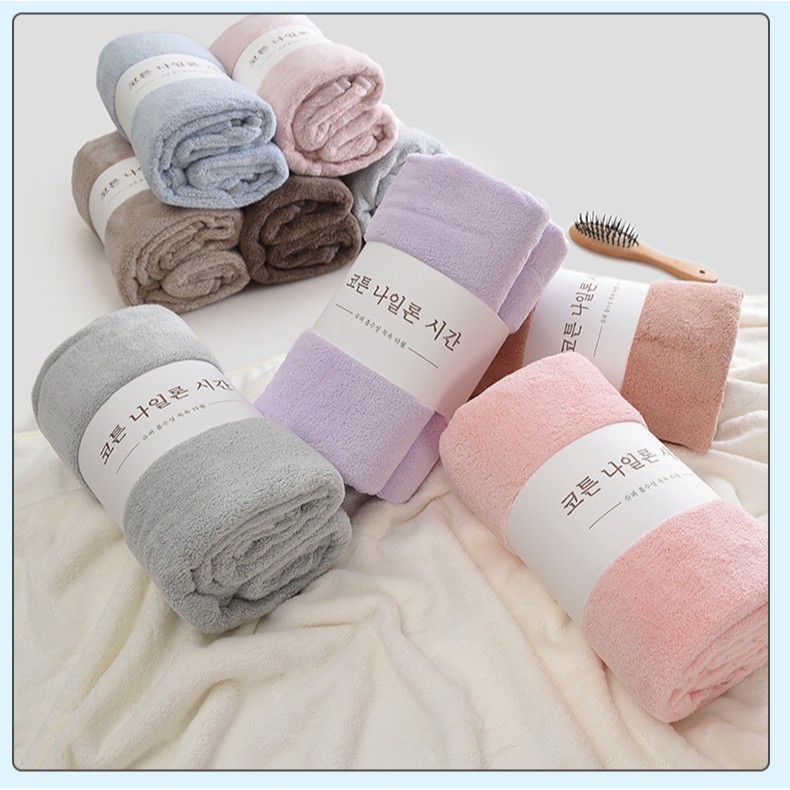 Khăn tắm xuất Hàn - loại siêu dày size to 140x70cm - Màu ngẫu nhiên