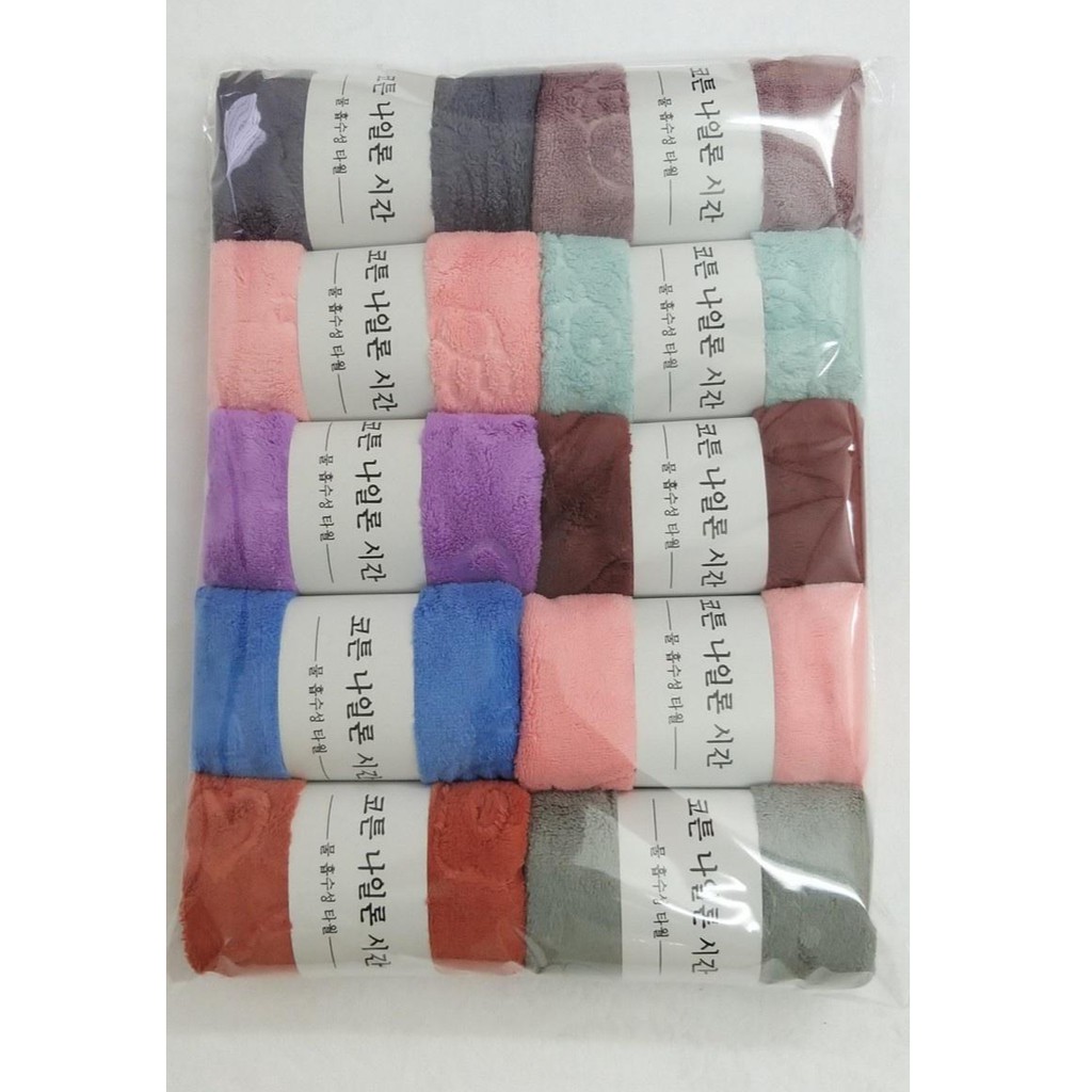COMBO 10 Khăn Mặt Hàn Quốc Siêu Mềm Mại Siêu Thấm Hút - Kích Thước 50x30cm - 10C MÀU NGẪU NHIÊN