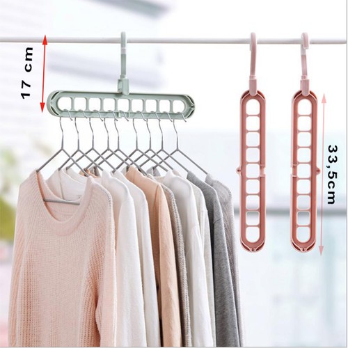 Móc Treo Quần Áo Đa Năng 9 Lỗ Tiết Kiệm Diện Tích - Xoay 360 độ - Giao màu ngẫu nhiên
