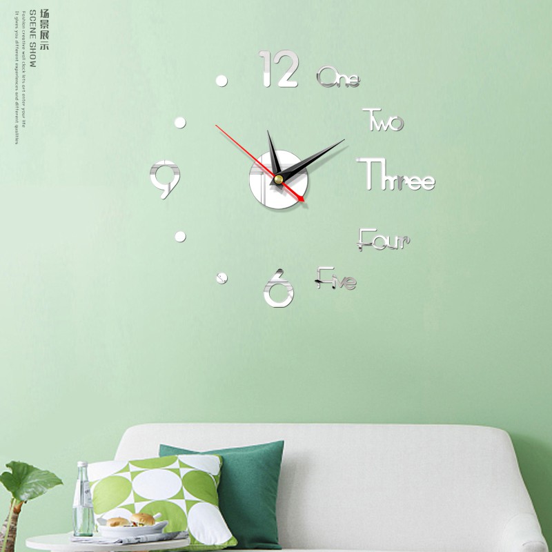 Đồng Hồ Dán Tường 3D Trang Trí Decor - Xanh