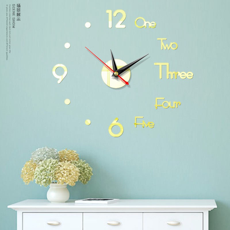 Đồng Hồ Dán Tường 3D Trang Trí Decor - Xanh