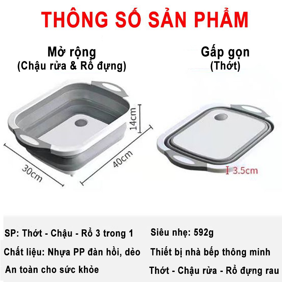 Bộ Thớt Kèm Chậu Gấp Gọn Đa Năng