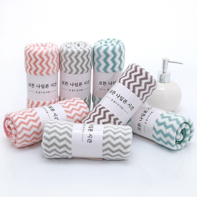BÁN LẺ 1 CÁI Khăn MẶT DÒNG KẺ HÀN QUỐC 50x35cm( Có Dòng Kẻ )
