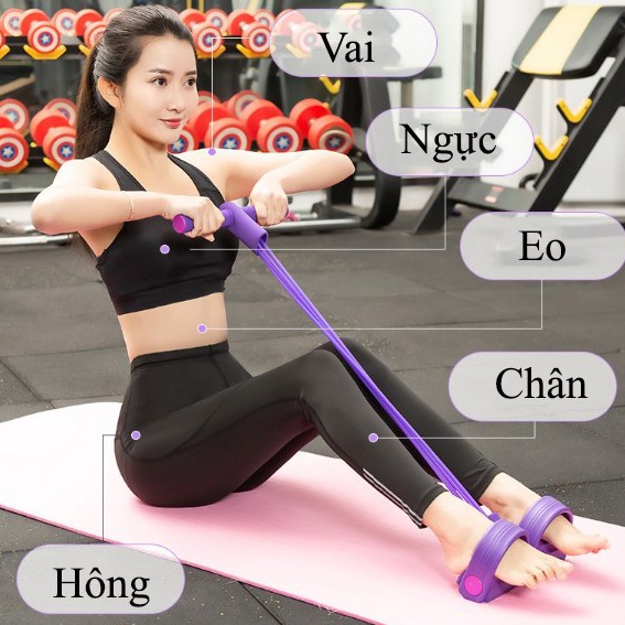 Dây Tập Thể Dục Đàn Hồi 4 Ống Cao Su Tập Thể Dục Tập Gym Tại Nhà - Giao màu ngẫu nhiên