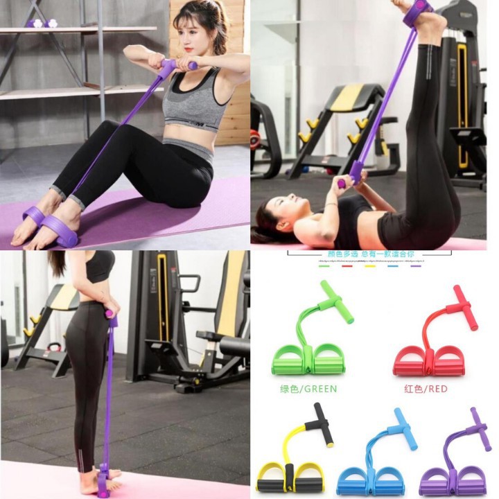 Dây Tập Thể Dục Đàn Hồi 4 Ống Cao Su Tập Thể Dục Tập Gym Tại Nhà - Giao màu ngẫu nhiên