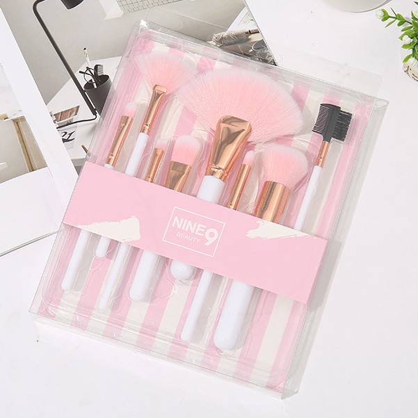 Bộ Cọ Trang Điểm 8 món NINE9 BEAUTY Siêu Hot Siêu To Siêu Khổng Lồ - Set Màu Hồng