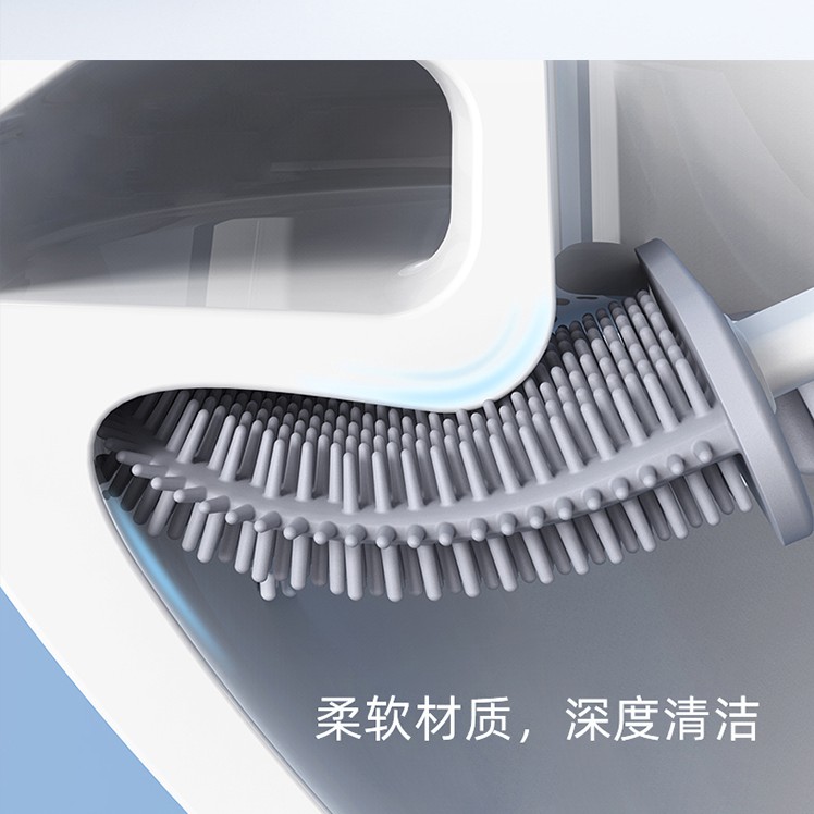 Cây Cọ Bồn Cầu Silicon Siêu Hot Có Khay Kèm Miếng Dán Tường Tiện Dụng - giao màu ngẫu nhiên