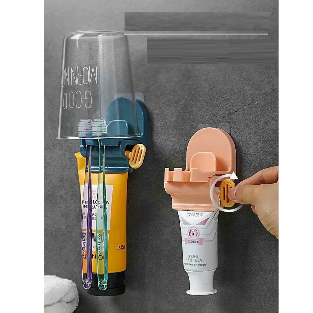 Giá Treo Bàn Chải Đánh Răng Và Cốc Tiện Dụng Kèm Kẹp Nặn Kem Đánh Răng ( Có Thể Tách Rời ) - giao màu ngẫu nhiên