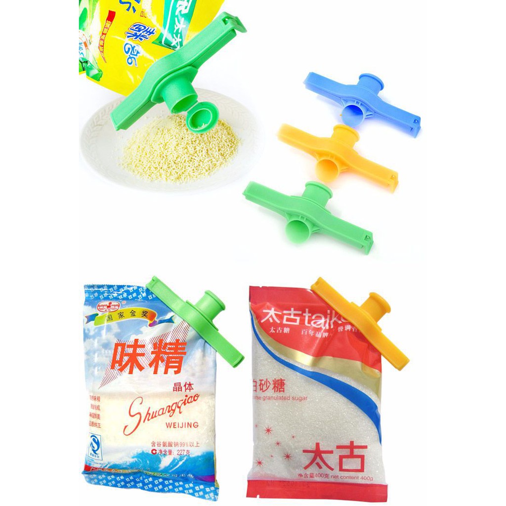 Kẹp Miệng Túi Có Nắp Đổ Cực Tiện Lợi - Giao màu ngẫu nhiên