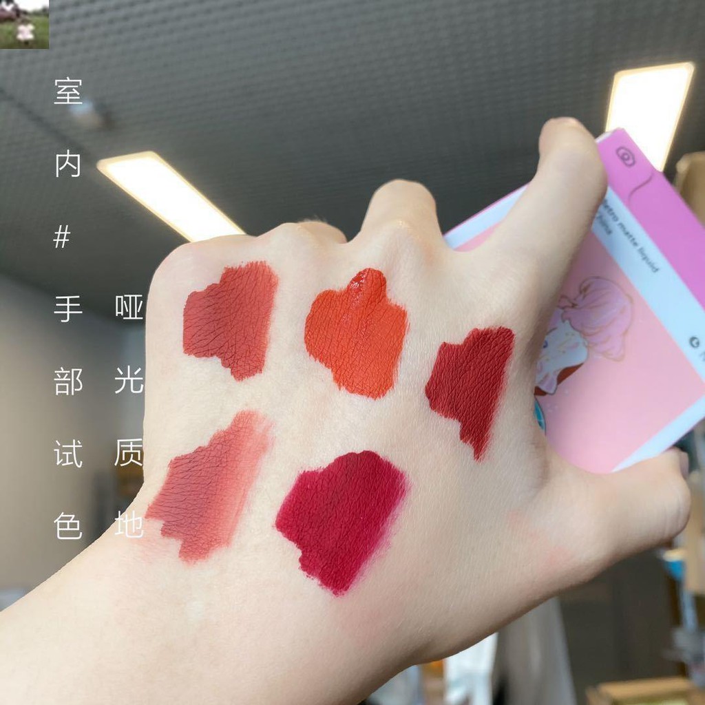 Set Son 5 Cây Muge Leen Cô Gái Meyoco Retro Matte Liquid Vỏ Hồng - set son hộp vỏ hồng