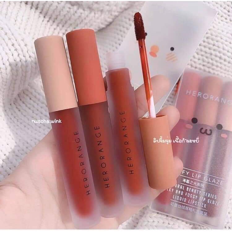 Set 3 Son Kem Lì Herorange Siêu Xinh Chất Mềm Và Mịn Môi Cao Cấp - Set A