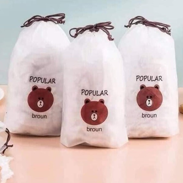 Túi 100 Màng Bọc Thực Phẩm Co Giãn Gấu Polupar Brown - Túi Gấu Nâu Màng Bọc Thực Phẩm - Set Màng Bọc TP Gấu
