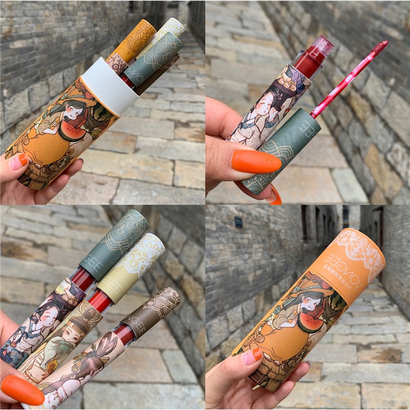 Set 5 Son Lì VONGEE Cổ Trang Limited Hộp Tròn Tone Màu Ngọt Nữ Tính - Set 5 VONGEE