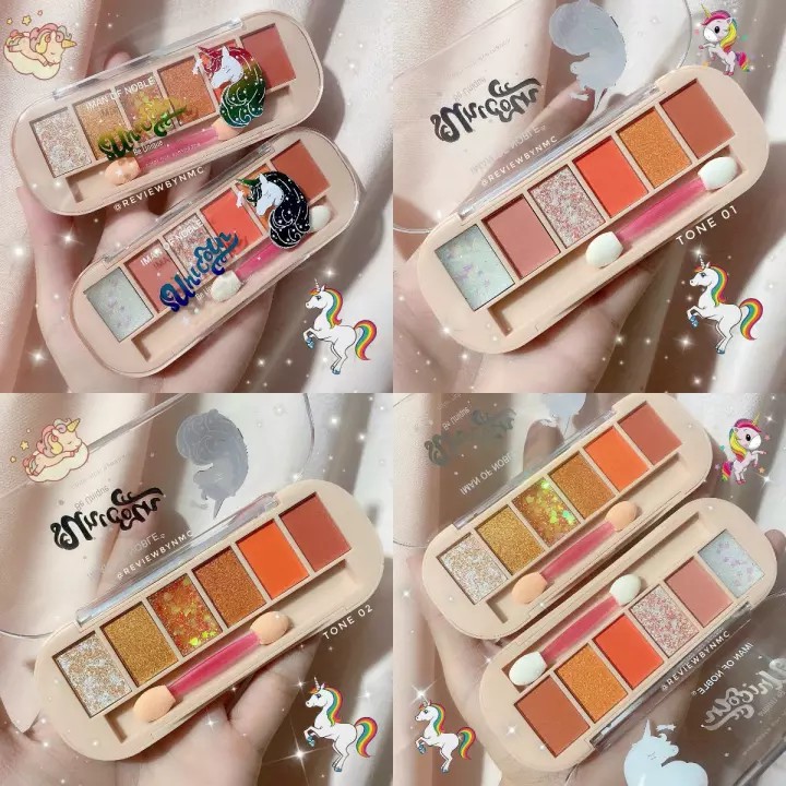 Bảng Phấn Mắt 6 Ô Màu Lì Và Nhũ IMAN OF NOBLE UNICORN EYESHADOW PALETTE - PHẤN 6 Ô IMAN