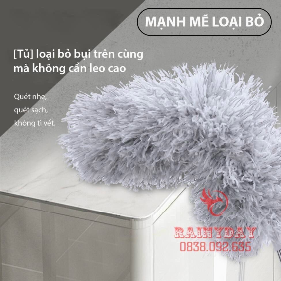Chổi Phất Trần Kéo Dài Cán Inox 360 Độ - Uốn Cong Được Lưỡi Chổi - Lông Chổi Tĩnh Điện Hút Bụi - Chổi phất trần