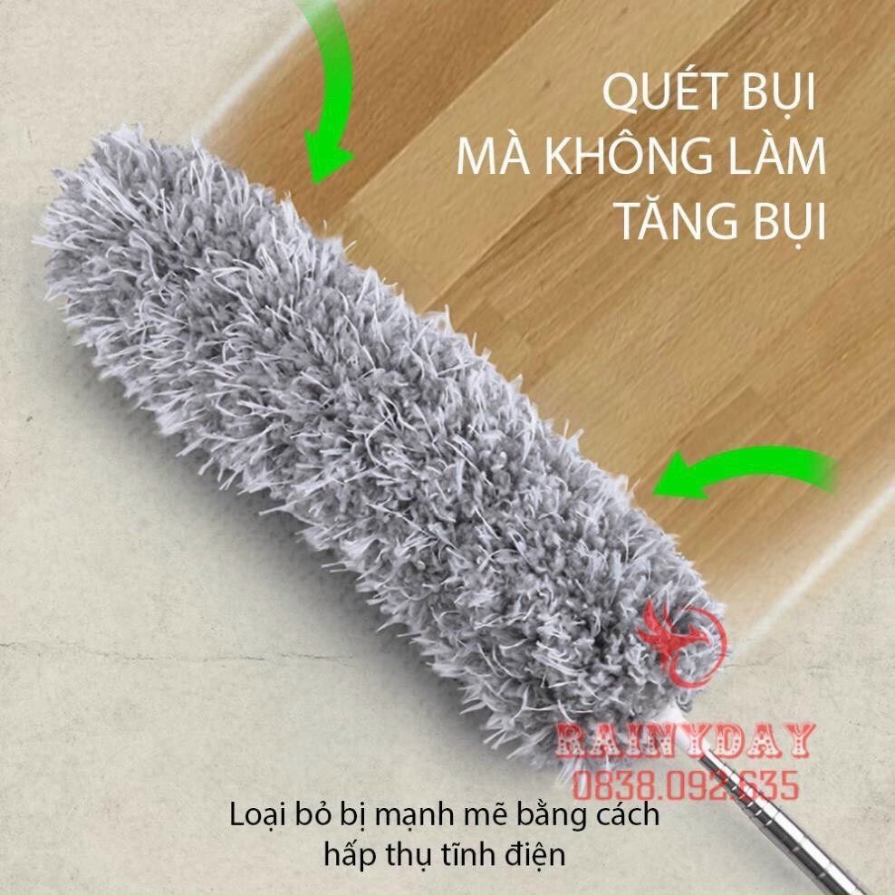 Chổi Phất Trần Kéo Dài Cán Inox 360 Độ - Uốn Cong Được Lưỡi Chổi - Lông Chổi Tĩnh Điện Hút Bụi - Chổi phất trần