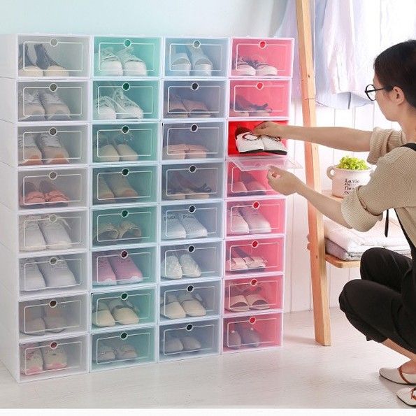 Hộp đựng giày bằng nhựa có cánh cửa - loại cao cấp - Màu Ngẫu Nhiên