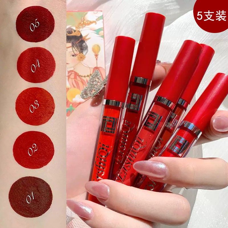 Set 5 Son Kem Lì Cô Gái Đỏ ErshiQi Siêu Hot - Set 5 Cô Gái Đỏ