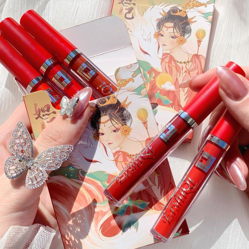 Set 5 Son Kem Lì Cô Gái Đỏ ErshiQi Siêu Hot - Set 5 Cô Gái Đỏ