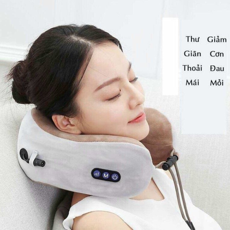 Gối Massage Hồng Ngoại Chữ U Cao Cấp Phong Cách Hàn Quốc - Sạc Điện & Nhiều Chế Độ - Gối Massage