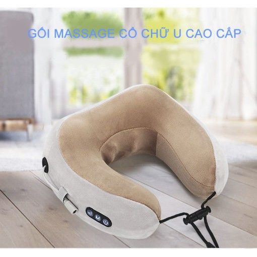 Gối Massage Hồng Ngoại Chữ U Cao Cấp Phong Cách Hàn Quốc - Sạc Điện & Nhiều Chế Độ - Gối Massage