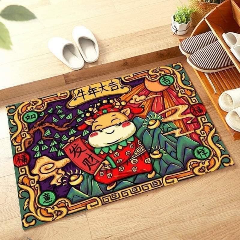 Thảm Chân CHÚC MỪNG NĂM MỚI Phong Cách Tết TÂN SỬU 2021 - GIAO MẪU NGẪU NHIÊN - Mẫu Ngẫu Nhiên