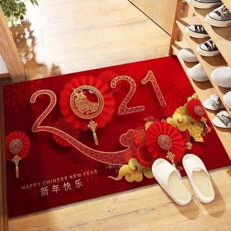 Thảm Chân CHÚC MỪNG NĂM MỚI Phong Cách Tết TÂN SỬU 2021 - GIAO MẪU NGẪU NHIÊN - Mẫu Ngẫu Nhiên
