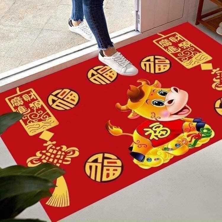 Thảm Chân CHÚC MỪNG NĂM MỚI Phong Cách Tết TÂN SỬU 2021 - GIAO MẪU NGẪU NHIÊN - Mẫu Ngẫu Nhiên