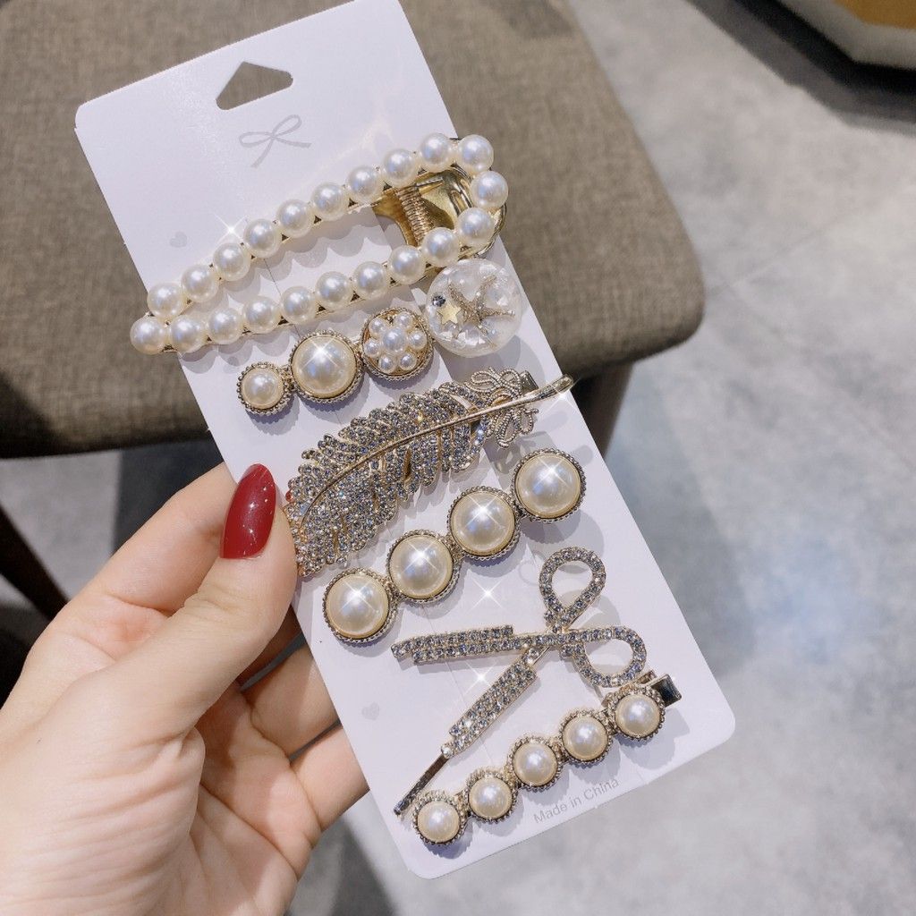 Set 6 Kẹp Tóc Ngọc Trai Siêu Sang Chảnh - Ngọc Trai Nhân Tạo - Set 6 kẹp tóc