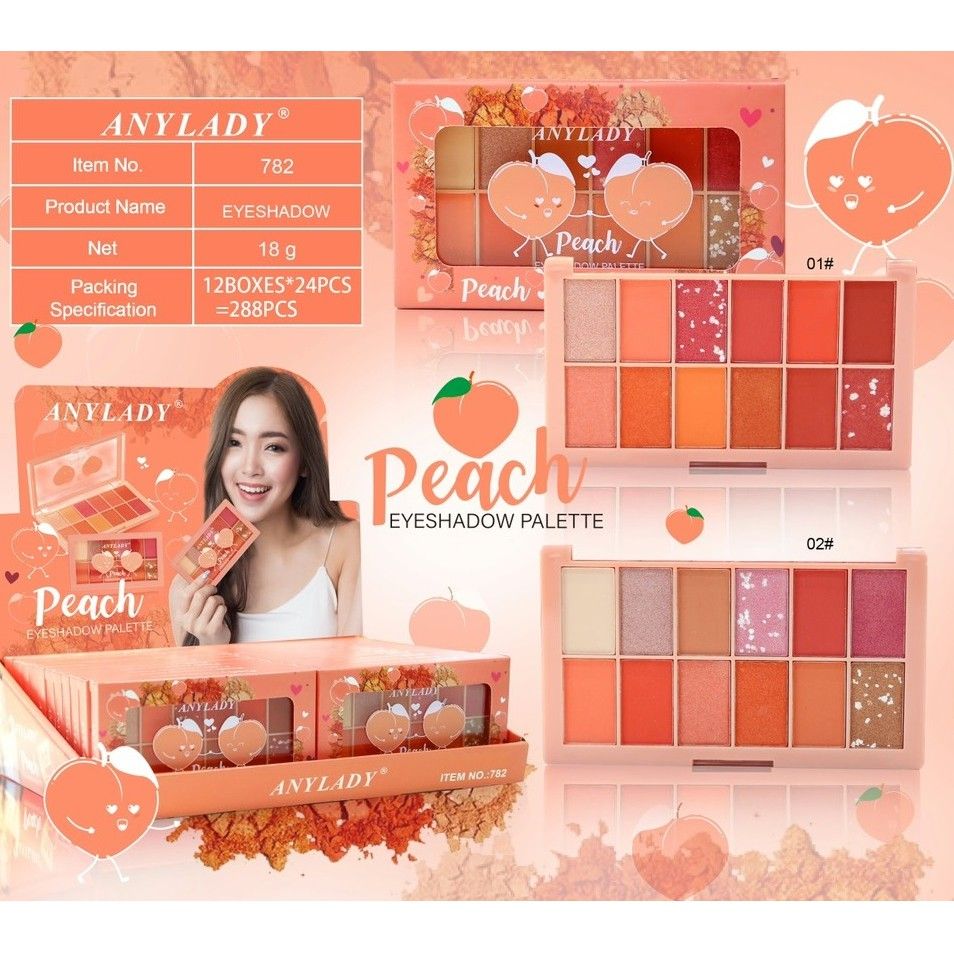 PHẤN MẮT 12 Ô QUẢ ĐÀO ANYLADY MÃ NO:782 - 12 ô quả Đào NO782