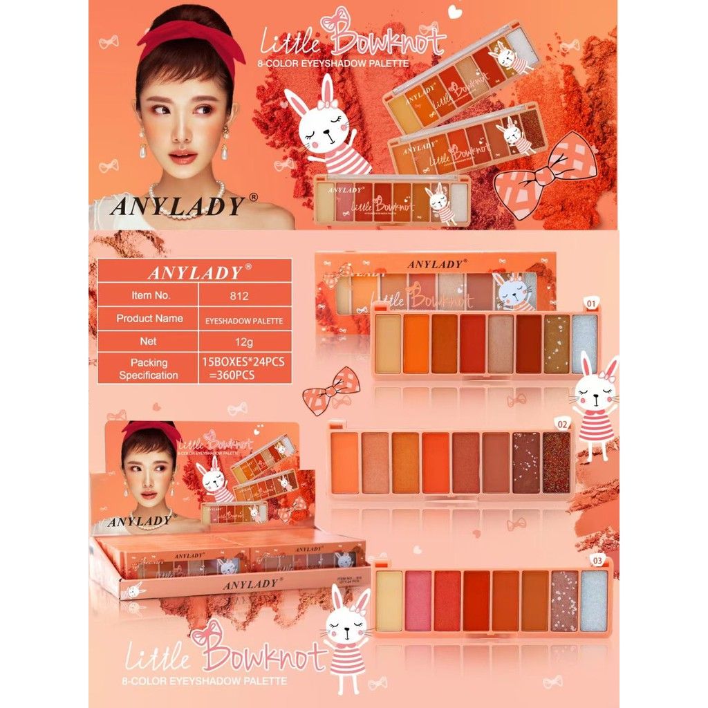 PHẤN MẮT 8 Ô THỎ LITTE BOWKNOT ANYLADY MÃ NO:812 - 8 ô Thỏ NO:812