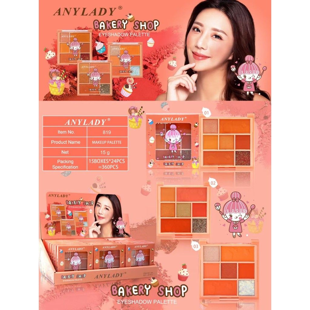 PHẤN MẮT VÀ PHẤN MÁ 7 Ô BAKERY SHOP ANYLADY MÃ NO:819 - BAKERY 7 Ô NO:819