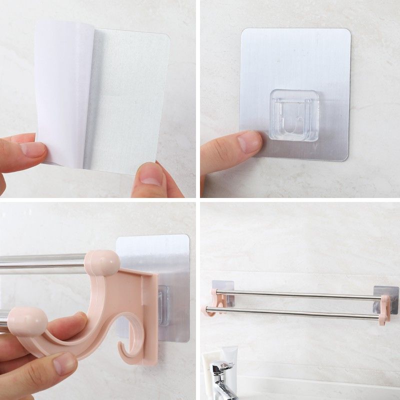 Thanh Đôi Dán Tường Nhà Tắm Phơi Khăn Treo Đồ Có Móc Tiện Ích Đa Năng (Thanh Phơi Khăn Đôi/Giá Phơi Khăn Dán Tường) - Sỉ Màu Ngẫu Nhiên