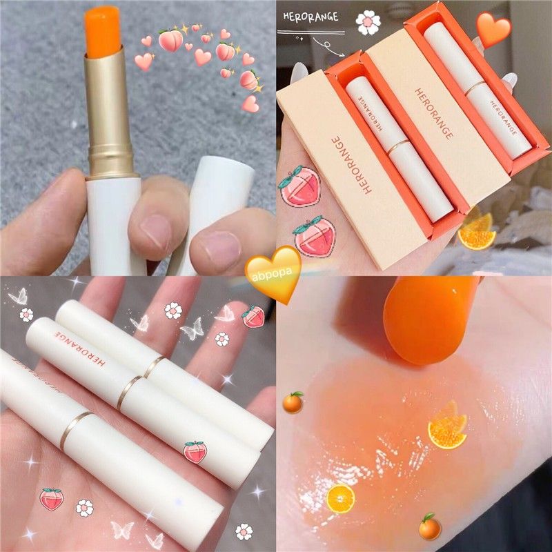 Son Dưỡng HERORANGE Vị Cam THERMOCHROMIC LIPSTICK Đổi Màu Theo Nhiệt Độ NO:HE6135 - Son HERORANGE CAM