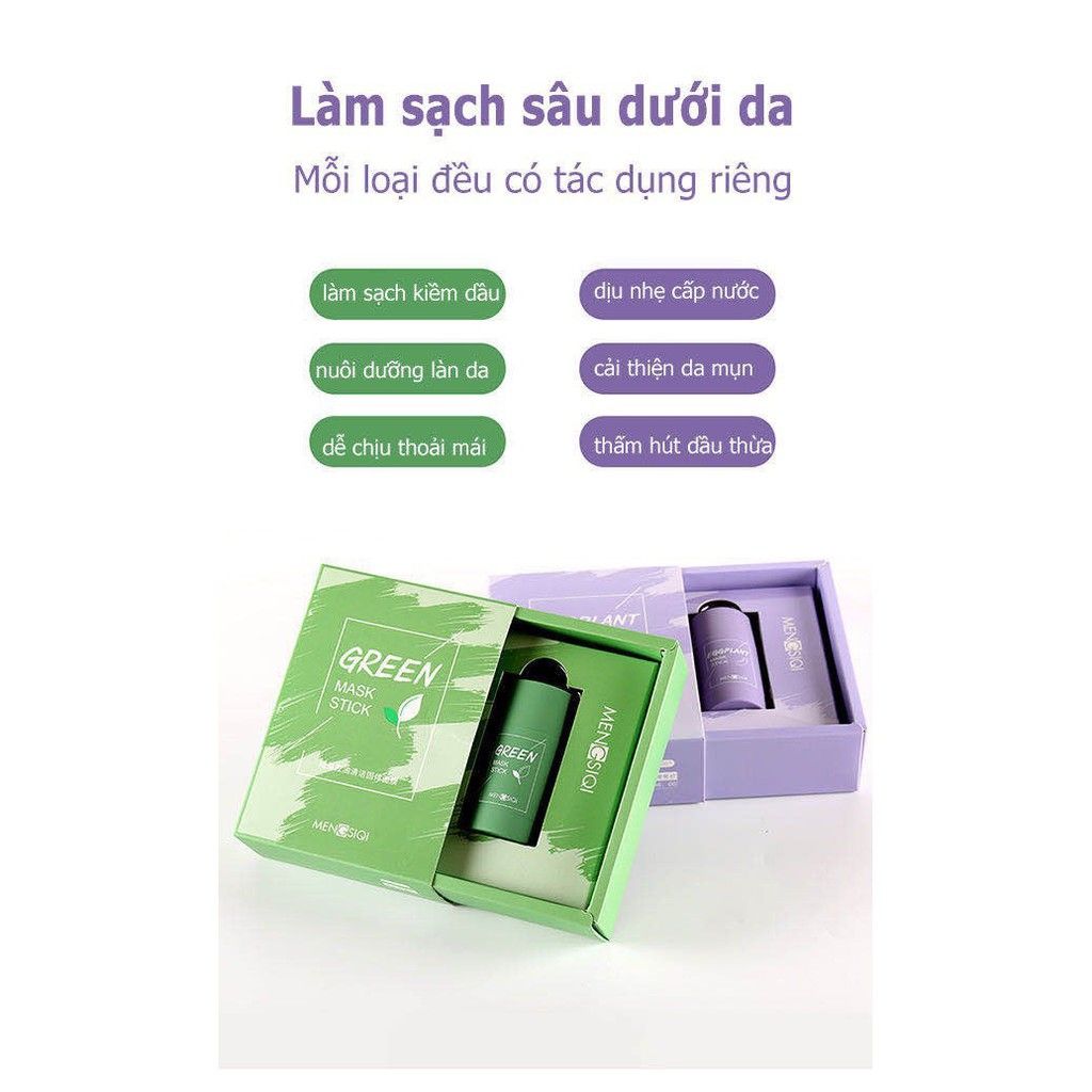 Mặt Nạ Trà Xanh & Cà Tím Dạng Thỏi Lăn MENGSIQUI MASK STICK - Cà Tím EGGPLANT