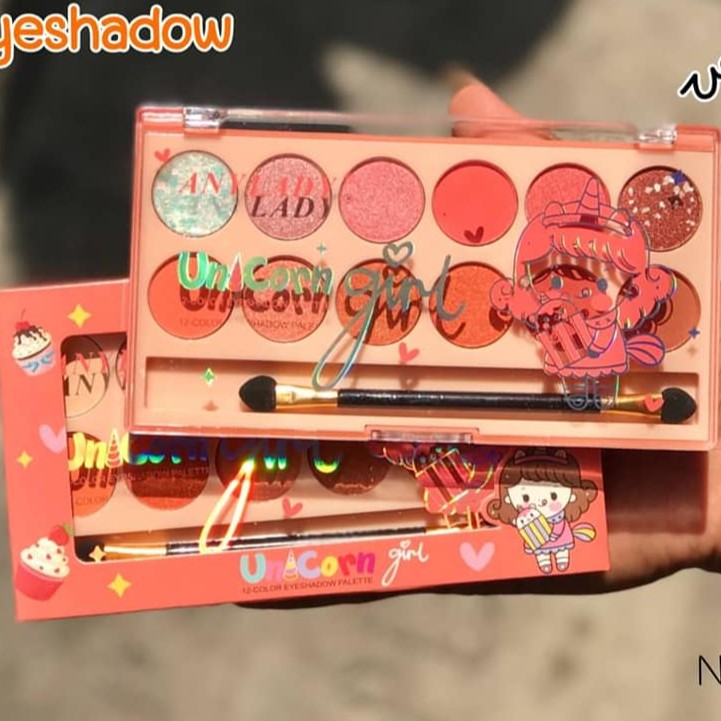 Phấn Mắt 12 Ô Tròn Đủ Tone Màu Nhũ Lì Unicorn Girl ANYLADY Mã 843 - ANYLADY 843