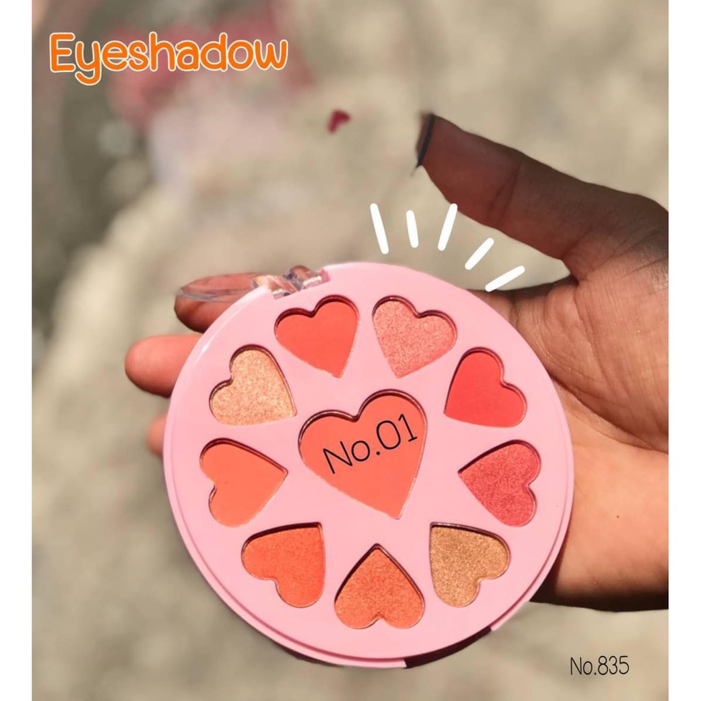 Bảng Phấn Mắt Kèm Phấn Má Và Phấn Nền Nhũ 10 Ô Trái Tim Love&Sweet ANYLADY Mã 835 - ANYLADY 835