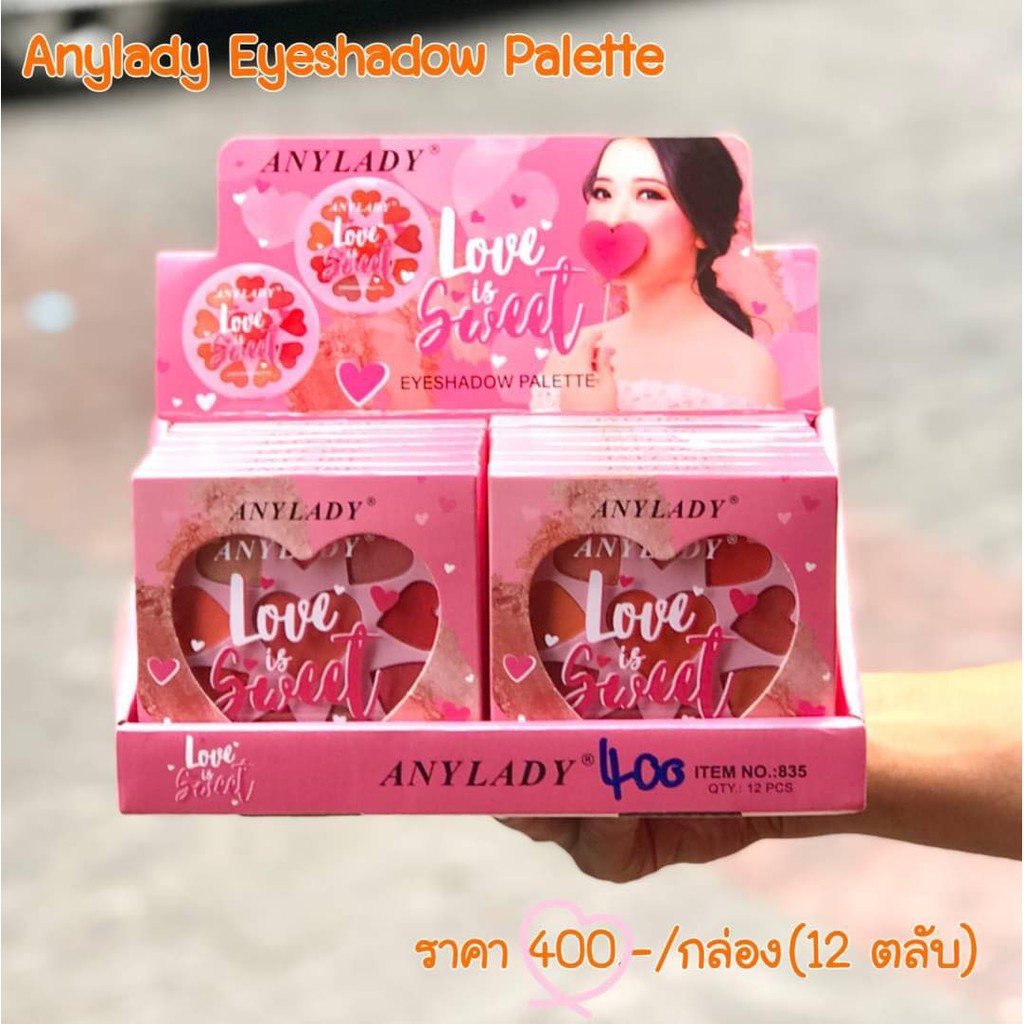 Bảng Phấn Mắt Kèm Phấn Má Và Phấn Nền Nhũ 10 Ô Trái Tim Love&Sweet ANYLADY Mã 835 - ANYLADY 835