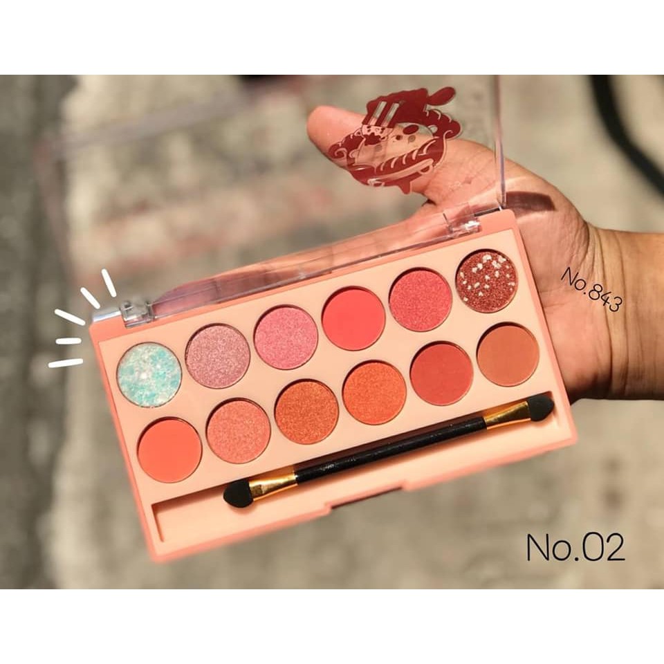 Phấn Mắt 12 Ô Tròn Đủ Tone Màu Nhũ Lì Unicorn Girl ANYLADY Mã 843 - ANYLADY 843