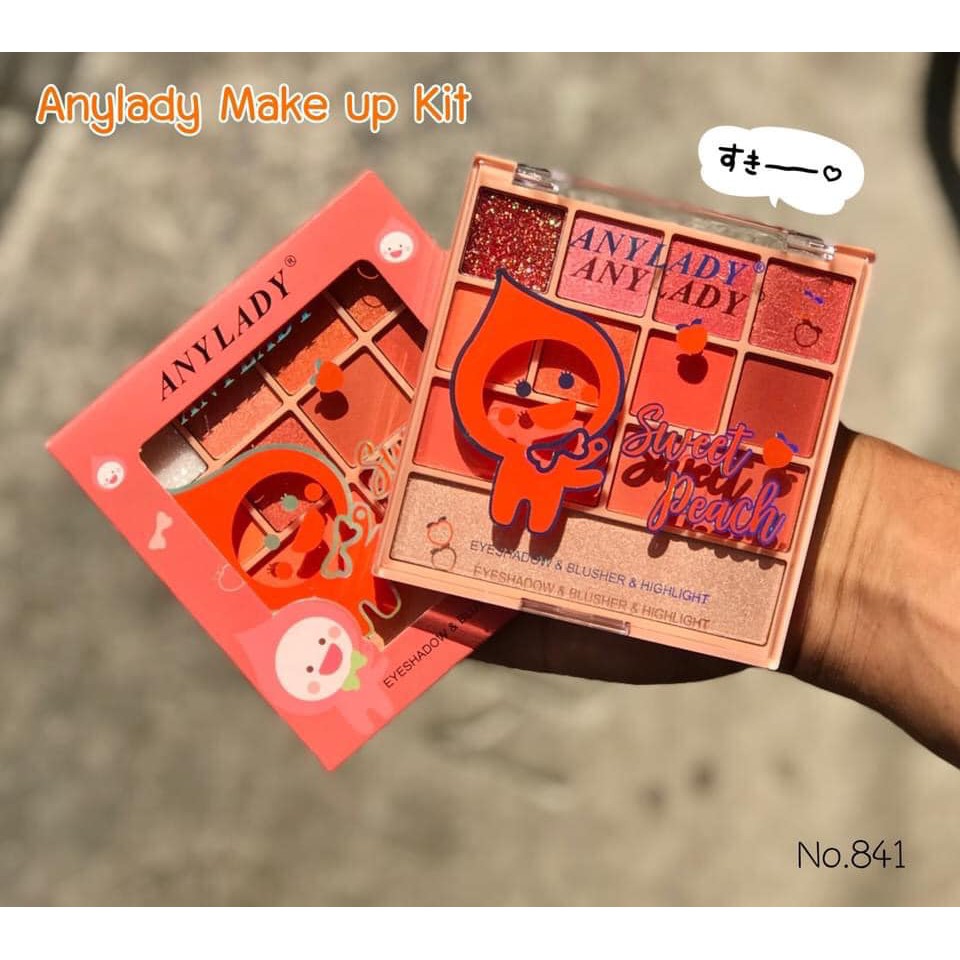 Bảng Phấn 11 Ô Phấn Mắt Kèm Phấn Má Và Phấn Nền Sweet Peach ANYLADY Mã 841 - ANYLADY MÃ 841
