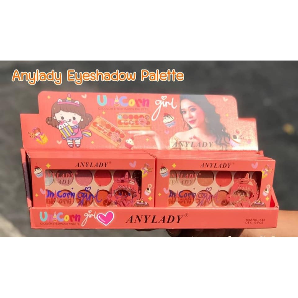 Phấn Mắt 12 Ô Tròn Đủ Tone Màu Nhũ Lì Unicorn Girl ANYLADY Mã 843 - ANYLADY 843
