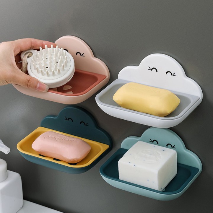 Khay Dán Tường Để Xà Phòng Cute Hình Đám Mây - Màu Ngẫu Nhiên