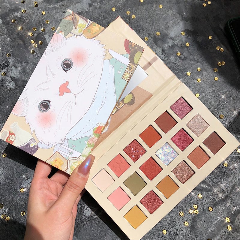 Bảng Phấn Mắt 18 Màu Hình Mèo Trắng Siêu Cute - Phấn Mắt 18 Ô MÈO TRẮNG - BẢNG 18 Ô MÈO