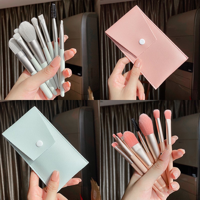 Bộ Cọ Trang Điểm 8 Cây Kèm Bao Da Sang Chảnh - Cọ 8 Cây Bao Da