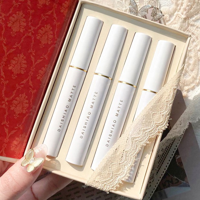 SON REN Set 4 Son Kem Lì LOOK BOOK DAISHIAO LACE Lipglaze Velvet Matteseries Vị Đào - Set 4 Son LOOK BOOK