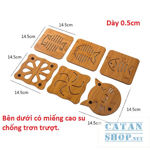 Miếng Lót Nồi,Đồ Nóng Bằng Gỗ Đủ Size Hình Cute - Loại To 15cm