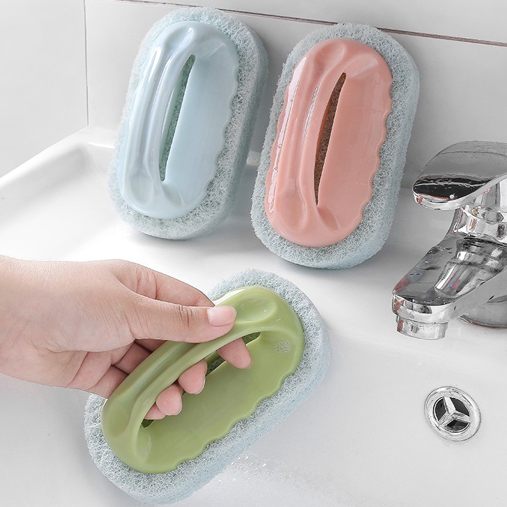 Bàn Chải Bọt Biển Đa Năng Có Tay Cầm - Bọt Biển Chống Xước Đồ Dùng - BÀN CHẢI BỌT BIỂN